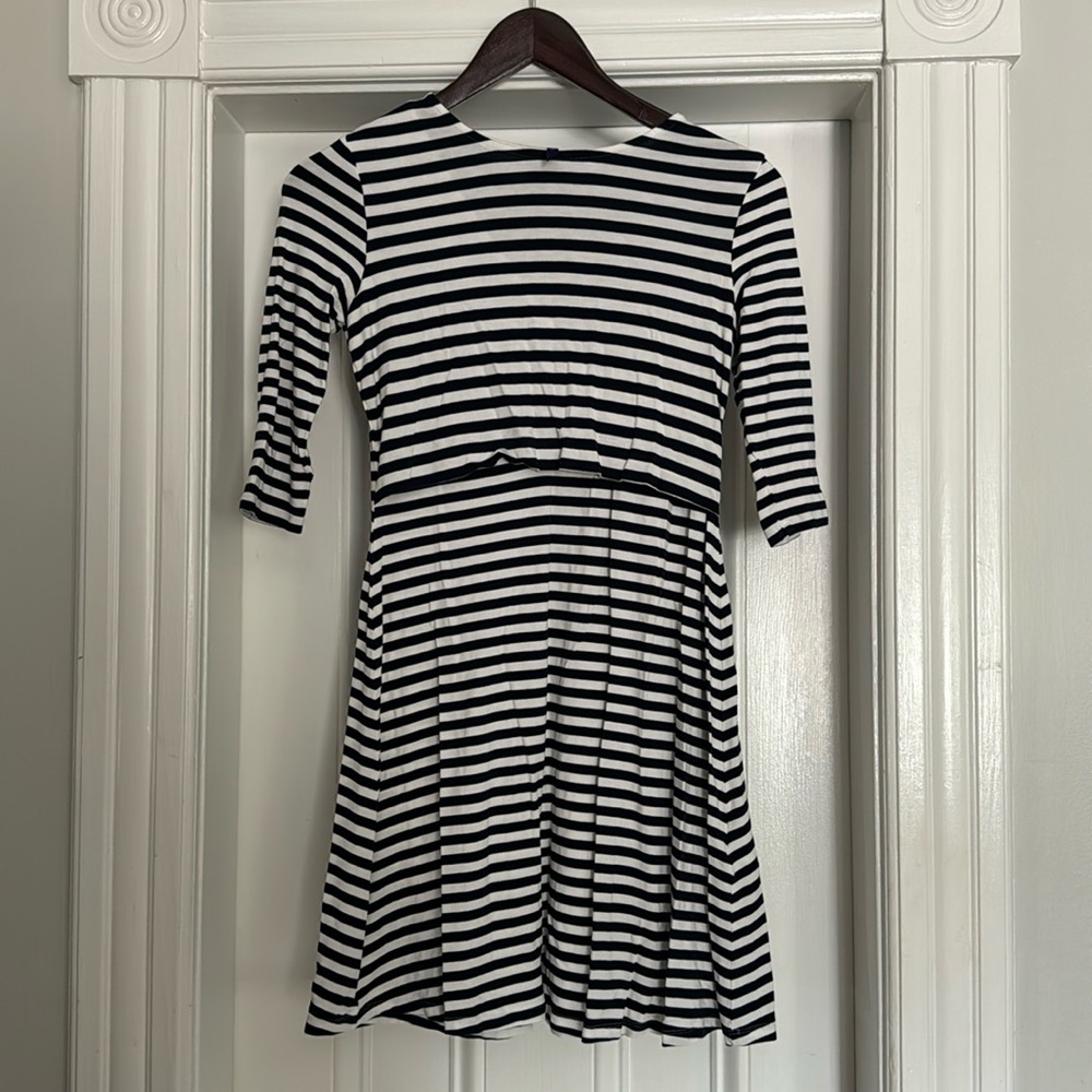 Seraphine navy striped maternity and nursing dress, size 6
